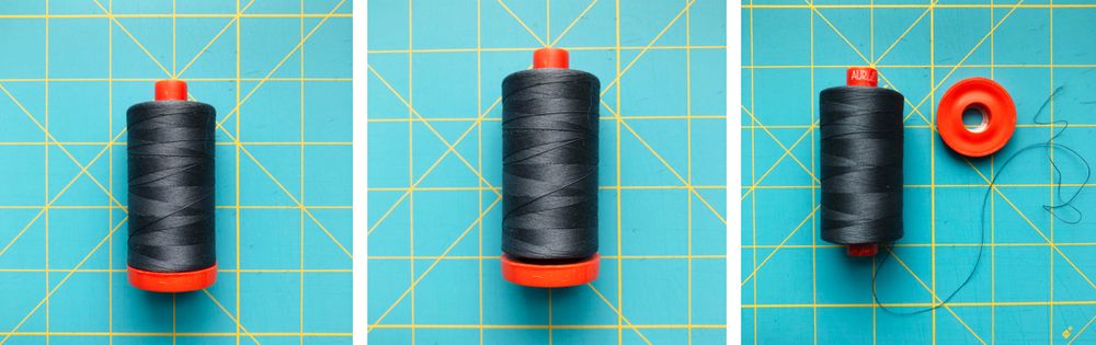 how to find the thread end of an aurifil spool